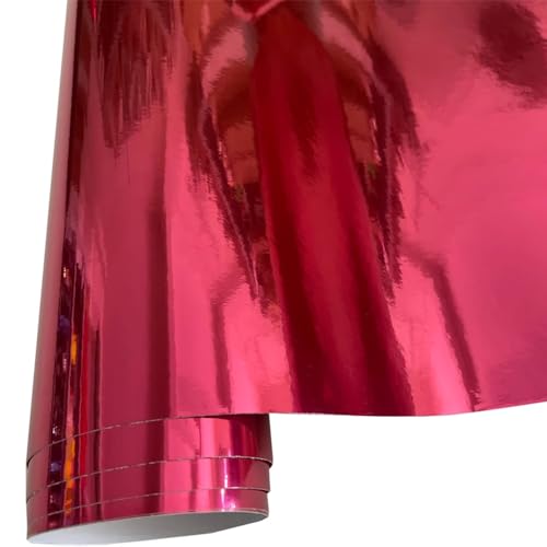 Image of LZLRUN 1FT x 5FT Chrome Mirror Vinyl Wrap Adhesive Car Sticker Decal Film (Rose Red, 1FT x 5FT)