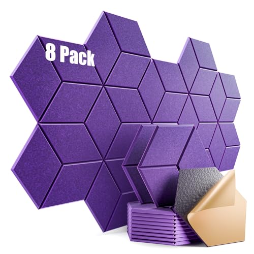 Image of 8 Pack Self-Adhesive Acoustic Panels 12 inch X 10 inch X 0.4 inch -Sound Proof Foam Panels for wall with High Density, Y-Lined Design, Flame Resistant, Absorb Noise and Eliminate Echoe(Purple)
