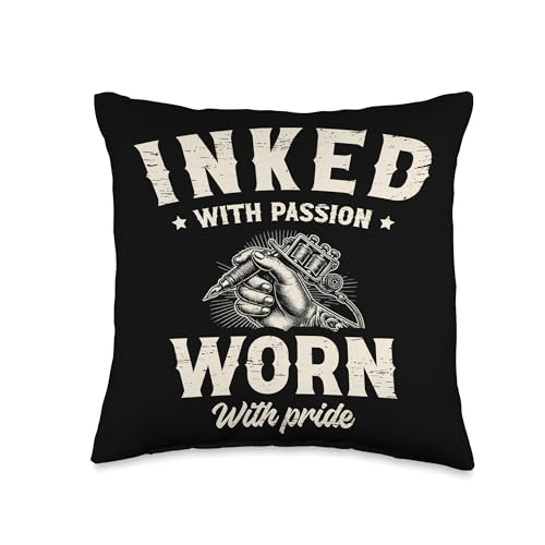 Inked With Passion Worn With Pride Tatoos Throw Pillow