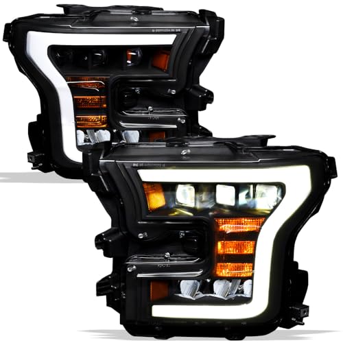 Sequential Black Housing Full LED Tri Projector Headlights Signal Lamps