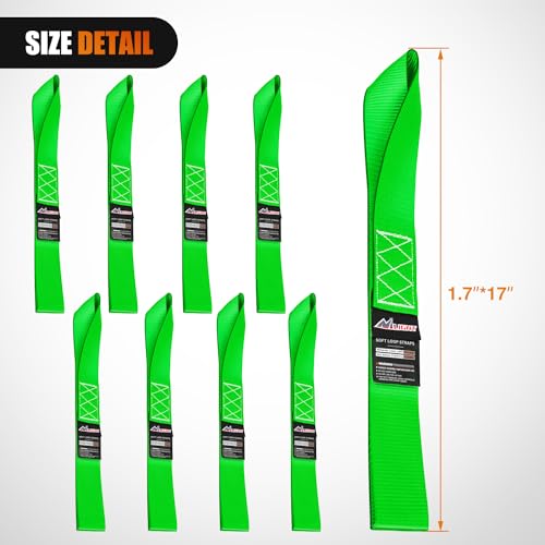 Image of Nilight Soft Loop 1.7 inchx17 inch Motorcycle Tie Down Straps Heavy Duty 12000Lbs Max Break Strength for Securing ATV UTV Kayak Moving Cargo (8PK-Green)