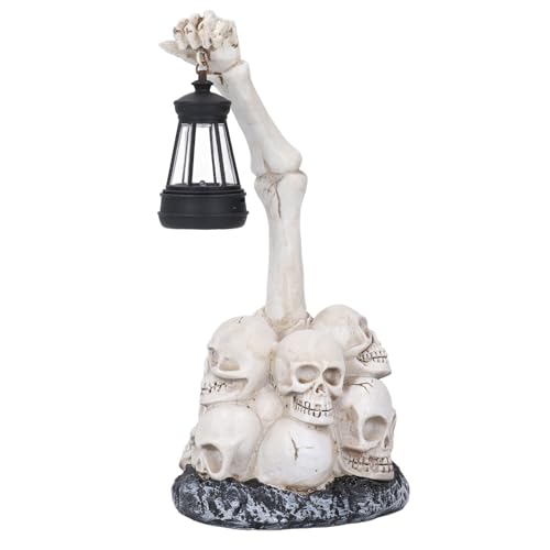 Changor Skull Statue Lamp, Skull LED Night Lamp, Desktop Halloween Decor, Resin Solar LED Light Halloween Collection Indoor Outdoor for Party Gathering Garden Indoor Outdoor Use