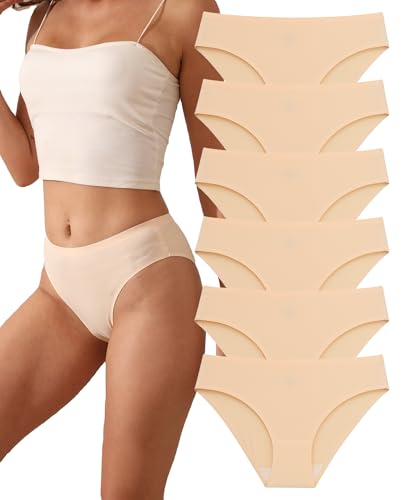 Image of Women's Seamless Underwear Stretch Bikini Panties No Show Invisible Hipster XS to 3XL 6 Pack