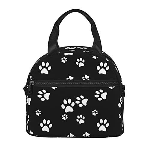 Perinsto Dog Animal Paws Lunch Box Reusable Lunch Bag For Women Large Capacity Lunch Tote With Side Pocket & Shoulder Strap For Boys Girls Adults #TOP1