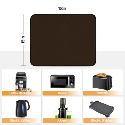 Amerbro Heat Resistant Mat for Air Fryer, 15 x 18in Heat Resistant Mat for Countertop, Fireproof Silicone Countertop Protector Appliance Slider for Air Fryer, Coffee Maker, Toaster, Oven - Brown