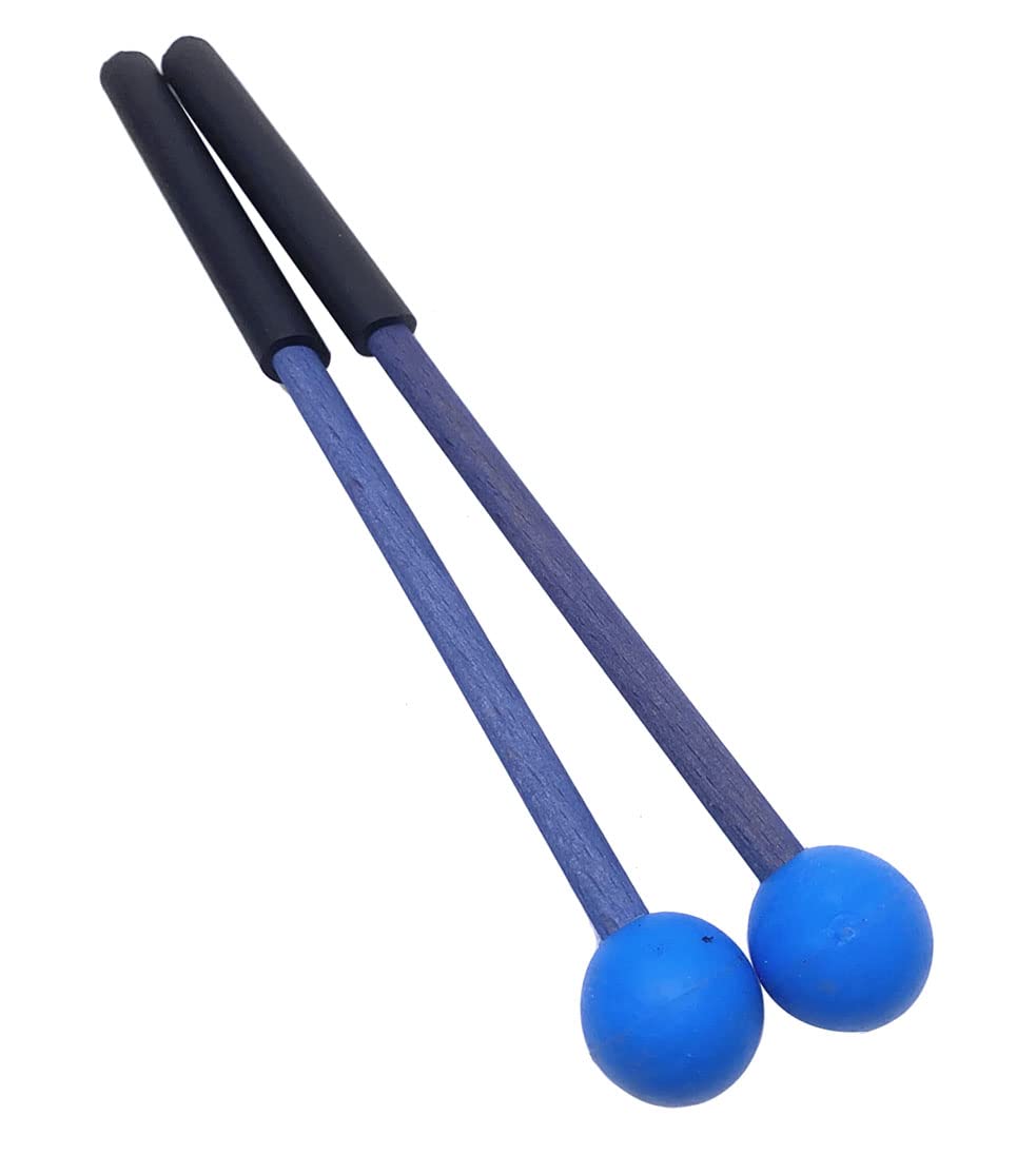 1 Pair 9 Inch Rubber Xylophone Sticks Tongue Drum Mallets Percussion Sticks Hammer for Glockenspiel, Xylophone, Chime, Woodblock, and Bells (Blue)