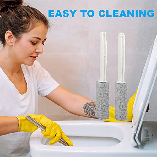 Pumice Stone Brush Toilet Bowl Cleaner With Extra Long Handle, 2 Pack 100% Natural Pumice Toilet Brush For Household Cleaning, Hard Water Ring Remover For Toilet, Pool, Bathroom, Tiles & Bbq Grills #TOP2