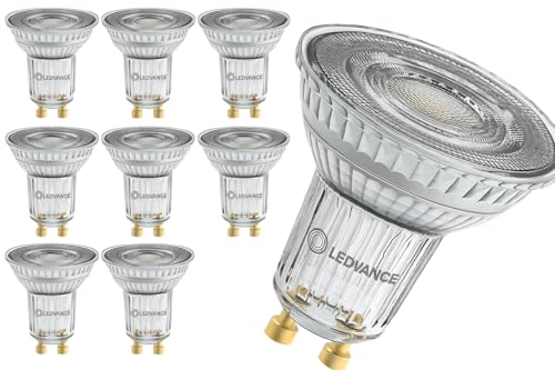 LEDVANCE LED PAR16 Reflektorlampe, Warmweiß 3000K, 7W, GU10, Dimmbar, 575 Lumen, 36° Abstrahlwinkel, 80W Halogenersatz, 220-240V 10er SPARPACK