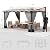 Gotland 10FTx14FT Outdoor Wall-Mounted Hardtop Pergola, Metal Frame Gazebo with Sloping Sun Panel Roof and Double Curtains for Patio, Garden, Lawn, Grey