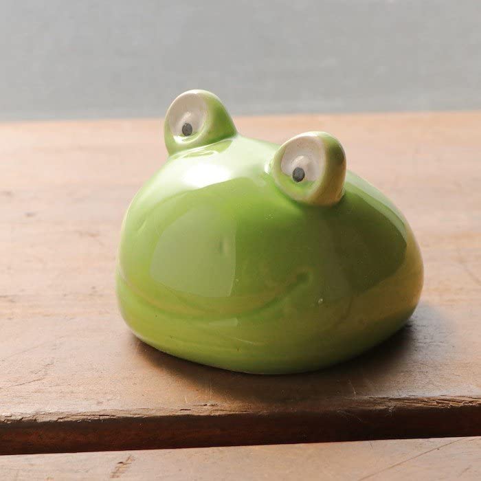 Amazon.co.jp: 浮き玉 浮き球 陶器製 カエル 蛙 蛙雑貨 グリーン 水鉢