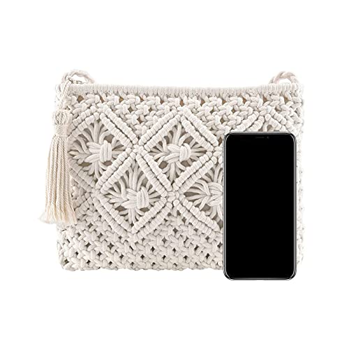 Chic Diary Clutch Purse For Women, Cotton Handbag Bohemian Handwoven Envelope Crossbody Bag Summer Beach Wristlet Wallet (White) #TOP4