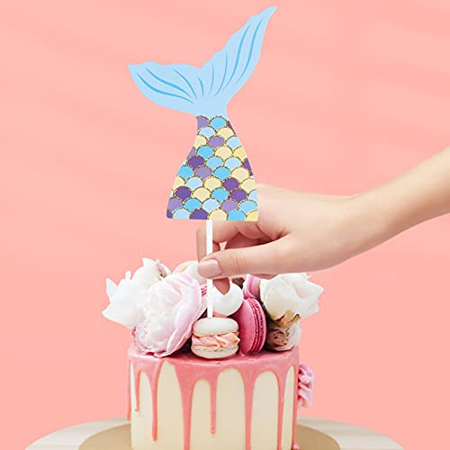 Toyvian Mermaid Tail Cupcake Topper Picks Mermaid Theme Cupcake Topper para Garotas Sob a Festa de A