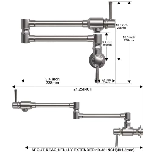 Cwm IM-US-KH54 Imlezon Stainless Steel Pot Filler Faucet Commercial Wall Mount Kitchen Sink Faucet Folding Stretchable thumb #1