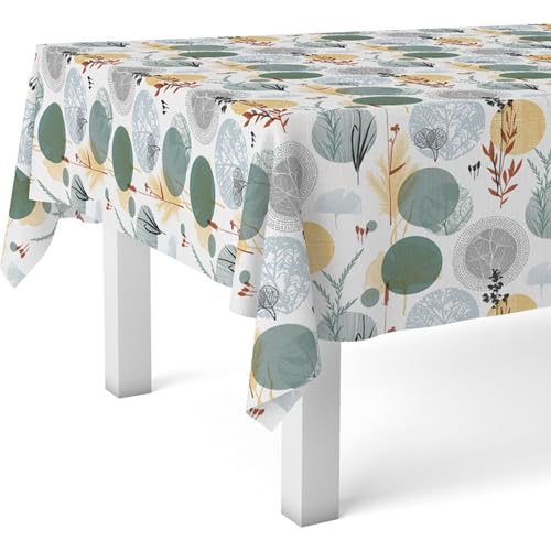 ECOMMERC3 Nappe en Toile cirée rectangulaire Taille 180 x 140 cm - Style, durabilité et Nettoyage Facile pour Votre Table - Nappe en Toile cirée Anti-Taches et imperméable - Sienne Verte