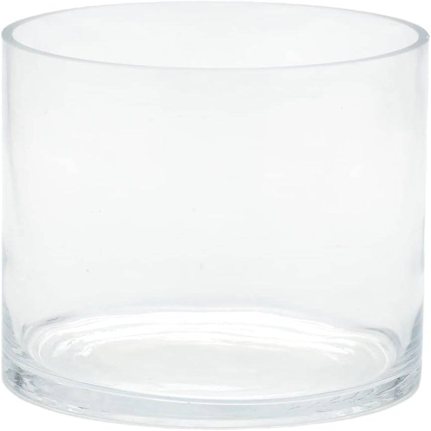 CC Home Furnishings 7" Clear Cylindrical Hand Blown Glass Vase