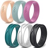 Rinfit Silicone Rings for Women- 6 pack - Flexible & Durable Rubber Wedding Bands. U.S. Design...