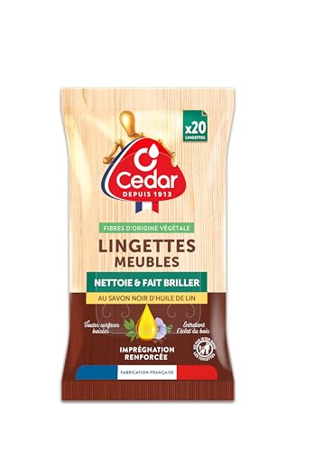 O'CEDAR Lingettes Meubles au Savon Noir d'Huile de Lin, Nettoient et Font Briller les Surfaces Boisées - x20