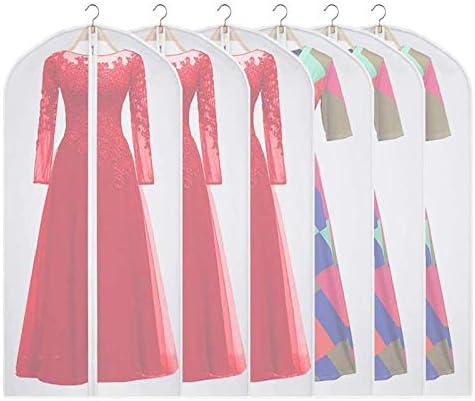 Lonnie Life Clear Garment Bag Suit Bags for Storage Set of 6 Hanging Dust-Proof Clothes Cover Bag with Zipper for Suit Coat Dress Closet Clothes Storage-25” x 50”