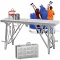 Portable Scaffolding Heavy Duty Galvanized Scaffold, Foldable Scaffold Work Platform with Non-Slip Feet Adjustable Height Steel Work Platform Multi-Purpose Ladder Platform for Home Decoration