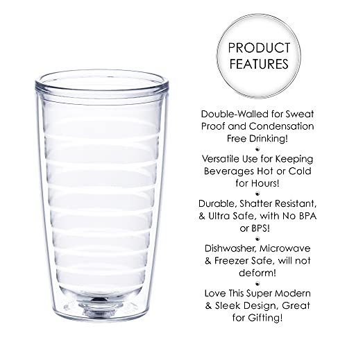 Srenta 16-Ounce Insulated Tumblers | Doubled Walled Insulated Cups Made From Tritan Plastic | Contains No Bpa Or Bps | Clear Tumbler Works In Dishwasher, Microwave & Freezer | 4 Pack #TOP1
