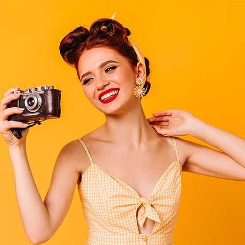 70s Daisy Earrings: Bohemian Style Acrylic Tassel Summer Travel Jewelry Gift3