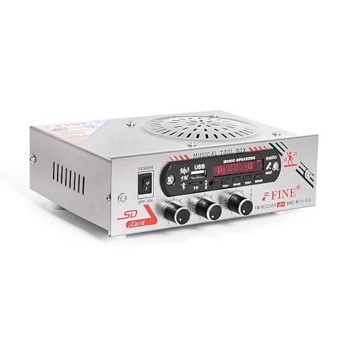 FINE Multimedia Amplifier with Bluetooth, USB/SD, FM Radio, Silver - Image 2