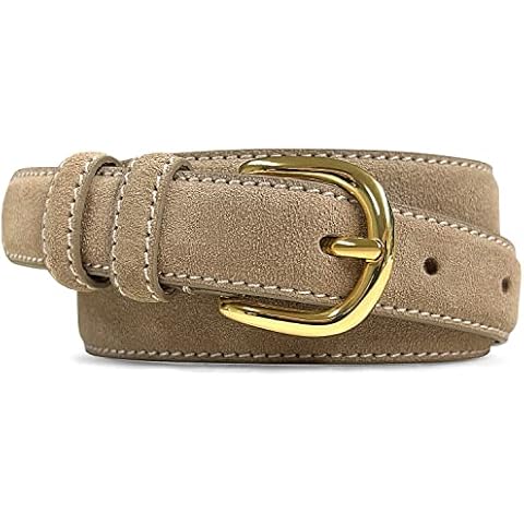Women's Leather Belt Fashion Waist Genuine Suede Leather Belts For Jeans Dress 1"(25mm) Wide, Taupe, Small Cover