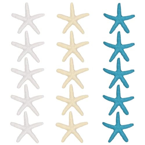 15 peças estrelas do mar decoração, mini estrelas do mar de resina, decoração de casa para festas temáticas, casamentos, bricolage