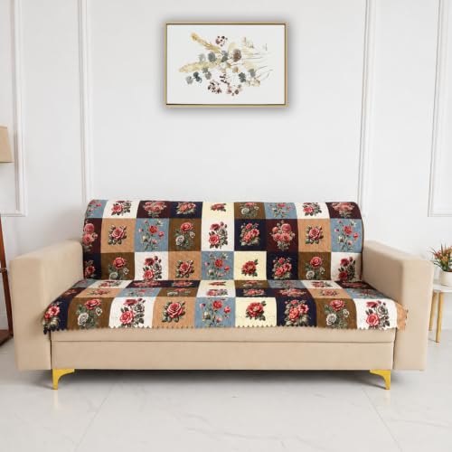 Image of Homerz Premium Printed Quilted Velvet Sofa Slip Cover Protector, Sofa Mat, Exact Size, Antislip Cover (Milan, 3 Seater, Full)