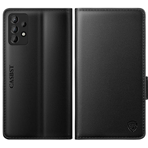 CASBST for Samsung Galaxy A52s 5G & A52 5G/4G Case, Kickstand Flip Leather Wallet Book Case with Card Slots Shockproof Magnetic Closure Protective Phone Case Cover for Samsung A52s - Black