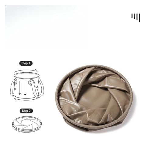 Seau pliant 10L marron portable pour le camping extérieur