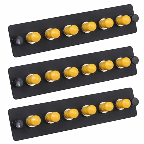 Panneau de brassage ST fibre optique monomode jaune 6 ports pour baie informatique