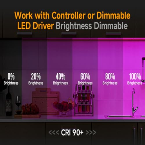 Image of BTF-LIGHTING Purple Color COB LED Strip Light, UL Listed High Density Flexible Tape Light with RF Remote & ETL Power Adapter, DC24V 16.4FT Ultra Bright Light for Cabinet Kitchen Home Indoor Lighting