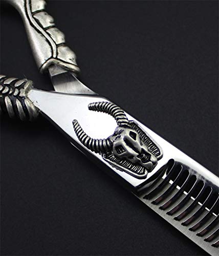 Hair Cutting Scissors, 6 inch Japan 440c Sheepshead Cut Hair Scissor Cutting Barber thinning Shears Hairdressing Scissors Set (Thinning Scissor)