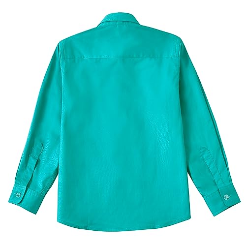 Image of Boys' Button Down Dress Shirts Kids Long Sleeve Solid Collared Uniform Shirt for Toddler Boy (Size 2T-20)