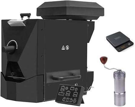 Electric Coffee Bean Roaster Commercial Roaster - with 3 Baking Curve - Coffee Bean Roasting Machine with Smoke Filter- included Manual 48mm Burr Coffee Grinder and Coffee Scale