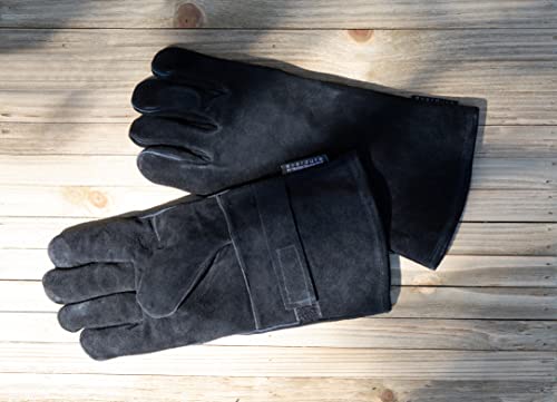 Everdure Heat Resistant Bbq Grill Gloves, Leather, Black Gloves, Velcro & Hook/Loop Fastening, Great Oven Gloves For Barbecue, Cooking, Baking, And Grilling, Size Large/Extra Large #TOP1