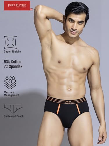Image of John Players Pack of 2 Cotton Brief Underwear for Men with Striped Waistband