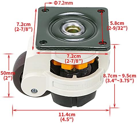 Skelang 4 Pcs Retractable Leveling Machine Castors, GD-60F Plate Casters, Leveling Wheel for Heavy Duty Furniture, Workbench, Welding Table, Total Loading Capacity 1000kg