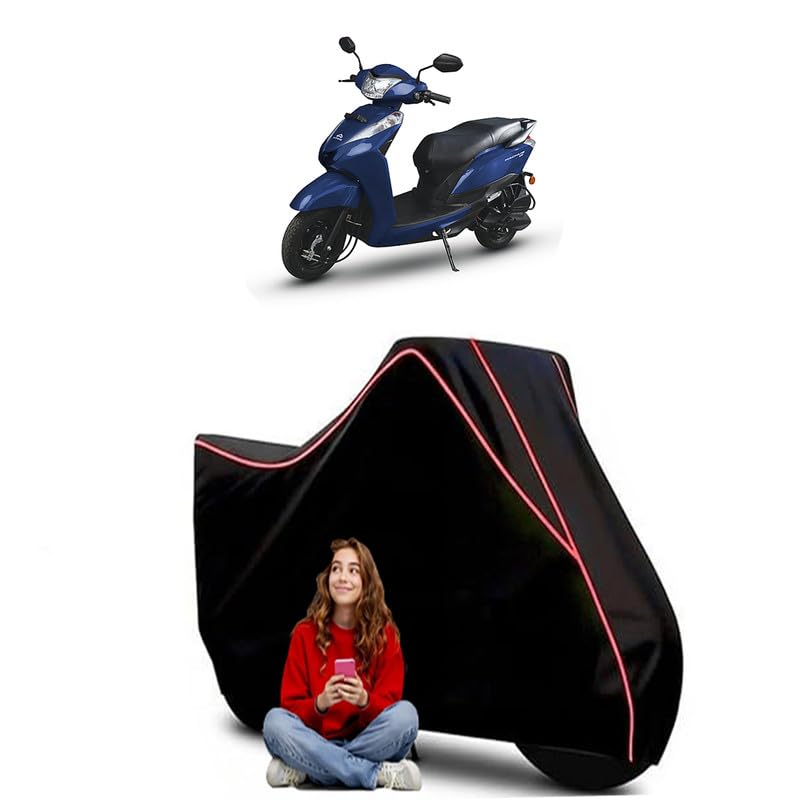 Image of Magnus EX Scooty Bike Cover Water Resistant Outdoor Use Universal Fit Scooters Motorcycles Heavy Duty UV Protection Dust Rain Scratch Resistant Elastic Bottom Black Blue Piping