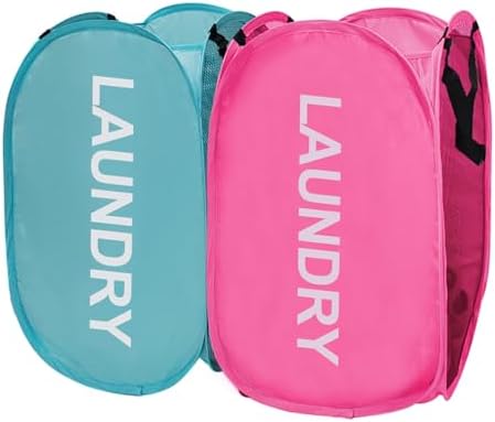 Collapsible Laundry Hamper 2 pack Mesh Pop Up Laundry Hamper with...