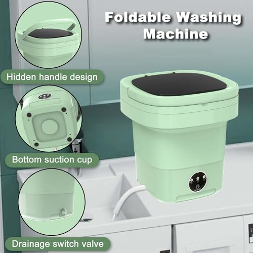 Máquina de lavar portátil, máquina de lavar pequena capacidade de 11L, mini lavadora e secadora dobr