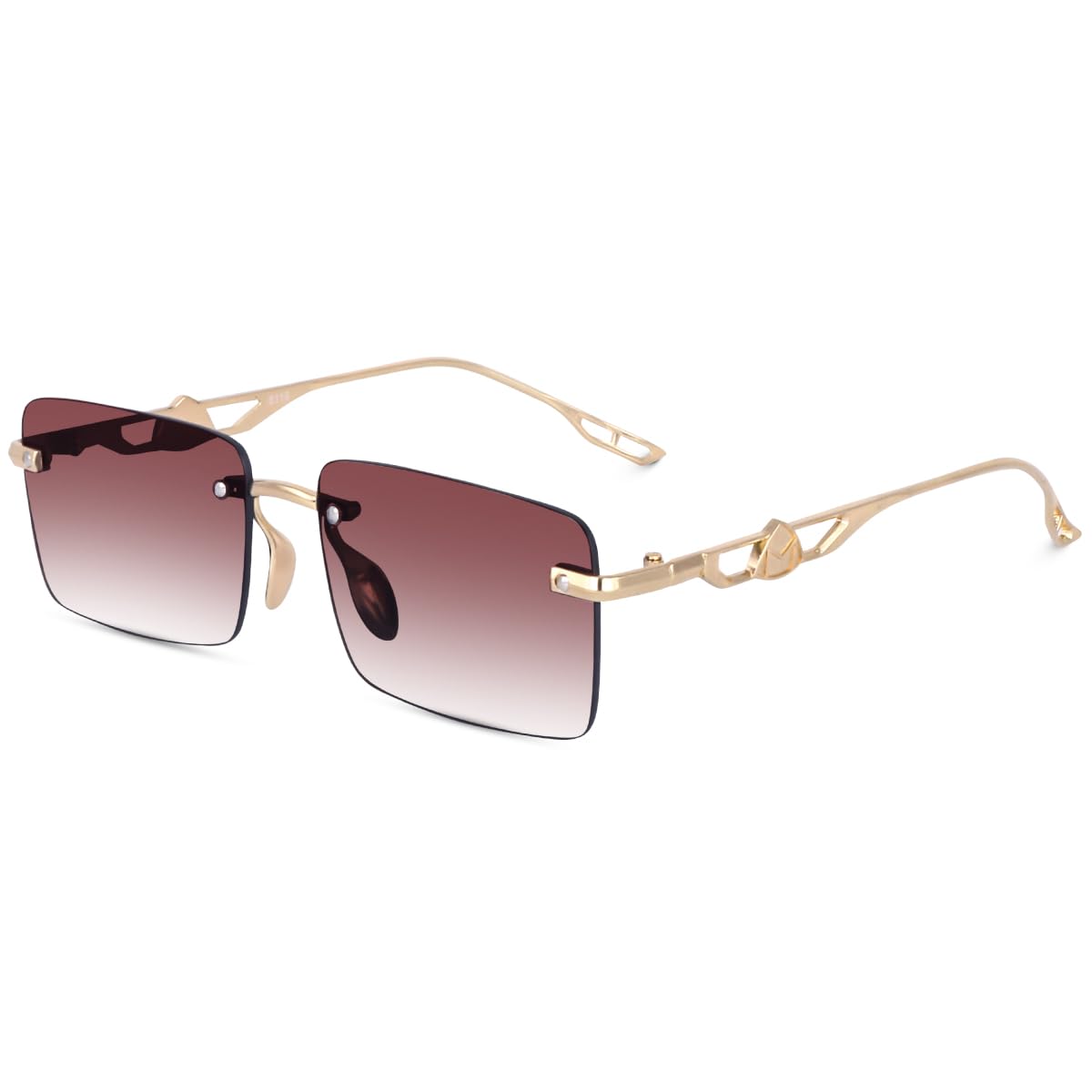 UV Protected Rectangular Rimless Sunglasses for Men and Women-image-14