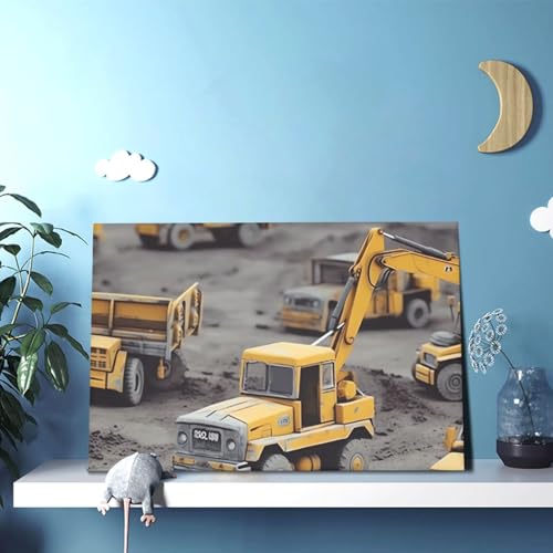 Peintures murales de camions de construction sur toile moderne haut rendu - 5