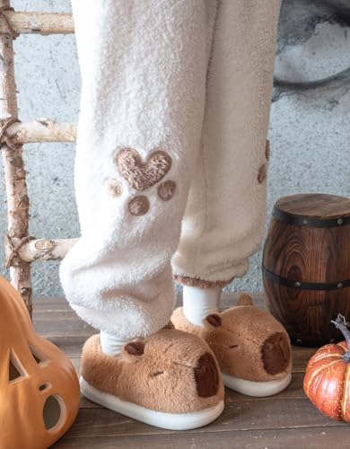 Capybara Slippers for Women Men,Cute Fluffy Animal Slippers,Warm Winter Wear Home Cozy Furry Soft Indoor Kawaii Shoes3