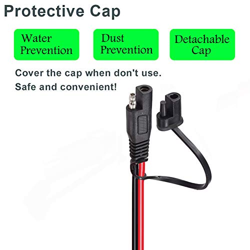 YETOR Ring Terminal Harness,with 10A Protection Fuse for Safety, 2-Pin Quick Disconnect Plug,SAE Battery Extension Cable with 3.28FT 16AWG for Motorcycle Cars. (100CM) - Thumbnail 4