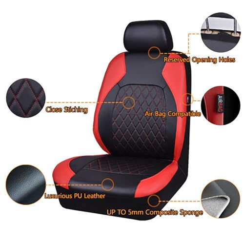 FZTZSQ 1 Set Leather Car Seat Cover Sets for Ford Focus 2011 2012 2013 2014 2015 2016 2017 2018, Breathable Waterproof Comfortable Car Seat Interior Protect Accessories,Grey - Image 4