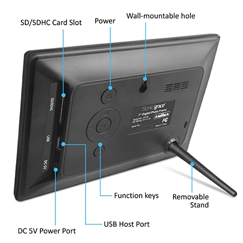 7 Inch Digital Photo Frame - Sonicgrace Electronic Usb Digital Picture Frame 1024X600 Hd Resolution With Auto Slideshow, Support 32Gb Sd Card/Usb Drive, Calendar/Clock Function #TOP5