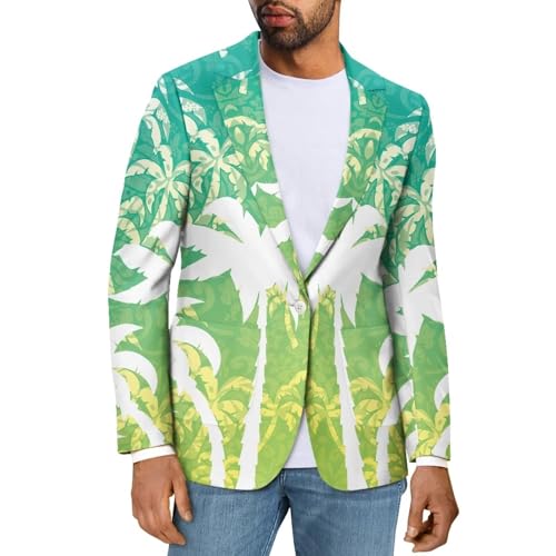 Hawaiian Tropical Flower Couple Matching Long Sleeve Loose Fit One Button Dress Suit Jacket Dress Blazer2