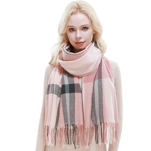 RIIQIICHY Schal Damen Winter Kariert Schals Tücher Winterschal Frauen Kuschelig XXL Pashmina Schal Herbst Dicker Schal mit Fransen